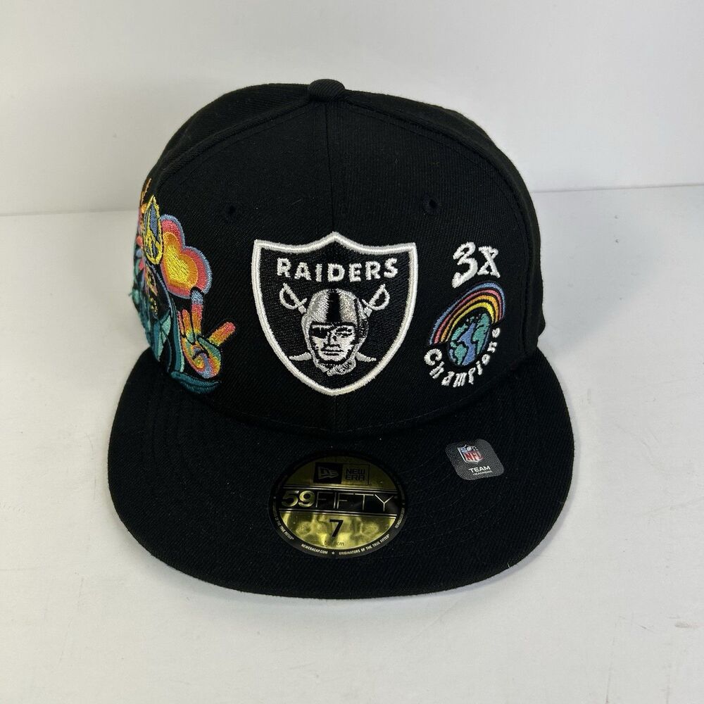 Las Vegas Raiders New Era 59FIFTY Champions Groovy Patch 7 Fitted Hat RARE!